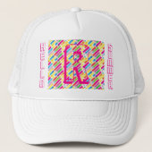モノグラムの虹の斜めラインパターンポップアート キャップ (正面)