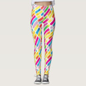 モノグラムの虹の斜めラインパターンポップアート レギンス (正面)