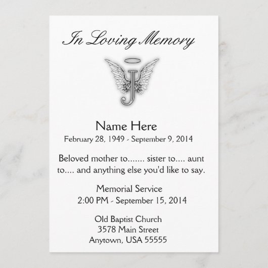 モノグラムの記念の捧げ物の手紙J プログラム (裏面)