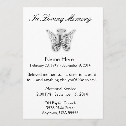 モノグラムの記念の捧げ物の手紙K プログラム (裏面)