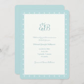 モノグラムの誕生の発表の青 招待状 (正面/裏面)