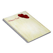 モノグラムの赤いハート ノートブック (右側)