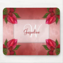 モノグラムの赤い大理石の花柄