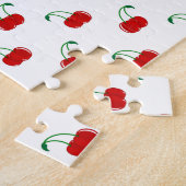 モノグラムの赤のさくらんぼ ジグソーパズル (側面)
