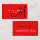 モノグラムの赤の背景 名刺 (正面/裏面)