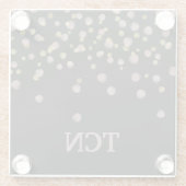 モノグラムの赤面と金ゴールドオーバーレイを黒に ガラスコースター (裏面)