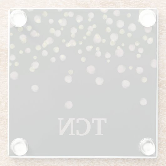 モノグラムの赤面と金ゴールドオーバーレイを黒に ガラスコースター (裏面)