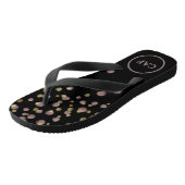 モノグラムの赤面と金ゴールドオーバーレイを黒に ビーチサンダル (アングル)