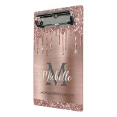 モノグラムの赤面バラ金ゴールドグリッター滴下 ミニクリップボード (アングル2)