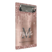 モノグラムの赤面バラ金ゴールドグリッター滴下 ミニクリップボード (アングル)