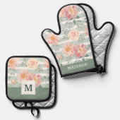 モノグラムの追加 |アリシアバラストライプパターン 鍋つかみ&鍋敷きセット (正面/裏面)