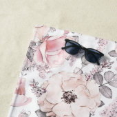 モノグラムの追加|クラシックのピンクとグレーのパターン ビーチタオル (インサイチュ)