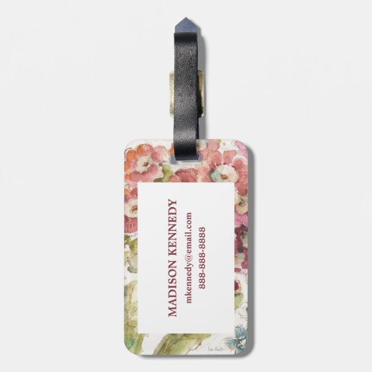 モノグラムの追加|ピンクプリムローズ ラゲッジタグ (裏面縦)