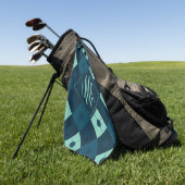 モノグラムの追加 |青とミントのパタアーガイルーン ゴルフタオル (グリーン)