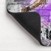 モノグラムの通りアートジャンピングガール誕生日グレイ マウスパッド (コーナー)