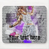 モノグラムの通りアートジャンピングガール誕生日グレイ マウスパッド (正面)