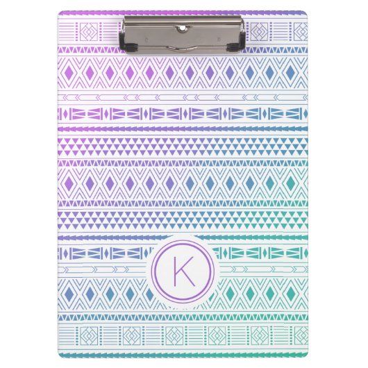 モノグラムの部族模様 クリップボード (正面)