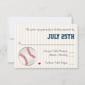 モノグラムの野球結婚の応答カード 出欠カード (裏面)