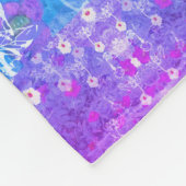 モノグラムの野生の花の紫色の青 フリースブランケット (角)