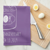 モノグラムの野生の花の花束の手描きのメーソンジャー キッチンタオル (四つ折り)