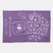 モノグラムの野生の花の花束の手描きのメーソンジャー キッチンタオル (横)