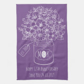 モノグラムの野生の花の花束の手描きのメーソンジャー キッチンタオル (縦)