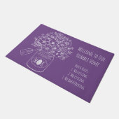 モノグラムの野生の花の花束の手描きのメーソンジャー ドアマット (アングル)