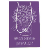 モノグラムの野生の花の花束の手描きのメーソンジャー ミディアムペーパーバッグ (正面)