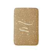 モノグラムの金グリッターの魅力 バスマット (正面縦)
