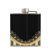 モノグラムの金ゴールドおよびブラックミュージカルキーボード フラスク (裏面)