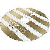 モノグラムの金ゴールドと白の水平ストライプ ブラッシュドポリエステルツリースカート (アングル)