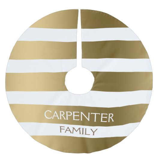 モノグラムの金ゴールドと白の水平ストライプ ブラッシュドポリエステルツリースカート (正面)