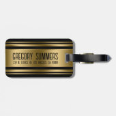 モノグラムの金ゴールドと黒のストライプパターン ラゲッジタグ (裏面横)