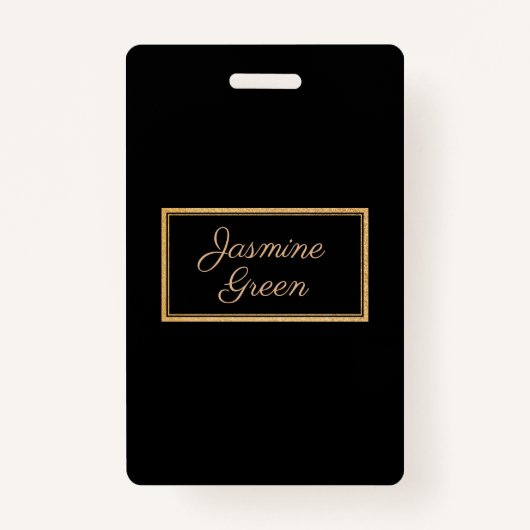 モノグラムの金ゴールドと黒の枠 バッジ (正面)