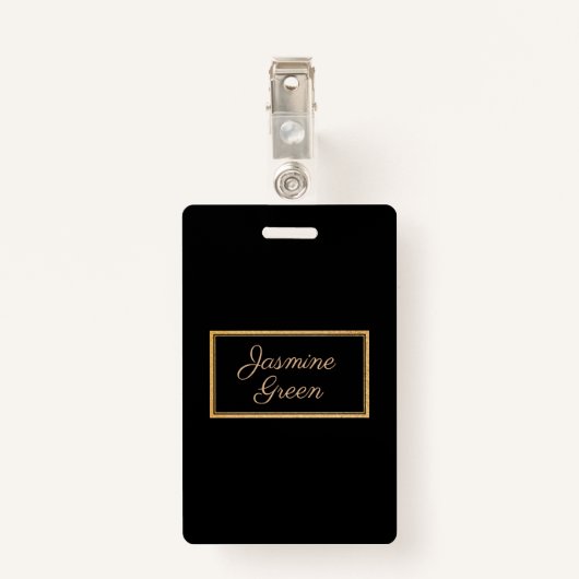 モノグラムの金ゴールドと黒の枠 バッジ (裏面クリップ)