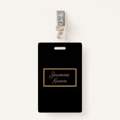 モノグラムの金ゴールドと黒の枠 バッジ (正面クリップ)