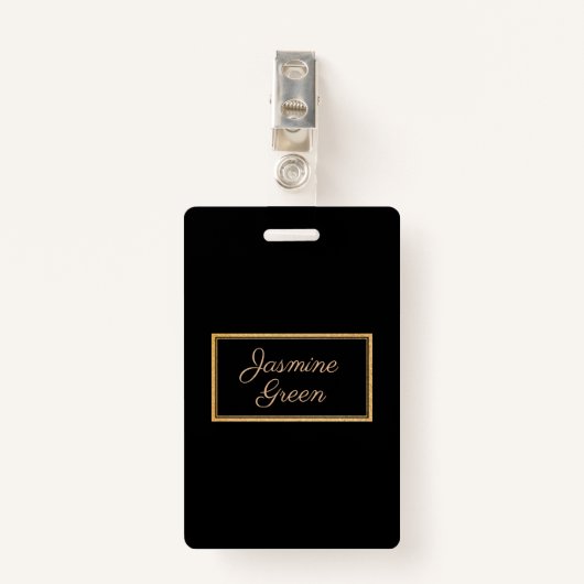 モノグラムの金ゴールドと黒の枠 バッジ (正面クリップ)