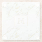 モノグラムの金ゴールドグリッターオーバーホワイトマーブル ガラスコースター (裏面)