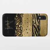 モノグラムの金ゴールドグリッタースクリプト Case-Mate iPhoneケース (裏面(横))