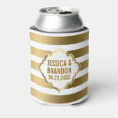 モノグラムの金ゴールドストライプ幾何学的パターン2 缶クーラー (缶裏面)