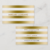 モノグラムの金ゴールドストライプ幾何学的パターン 名刺 (正面/裏面)