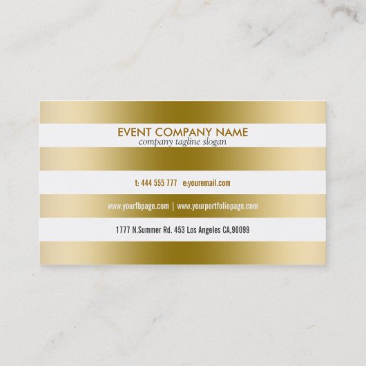 モノグラムの金ゴールドストライプ幾何学的パターン 名刺 (裏面)