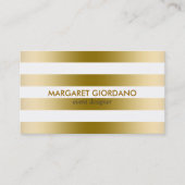 モノグラムの金ゴールドストライプ幾何学的パターン 名刺 (正面)