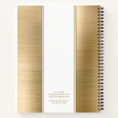 モノグラムの金ゴールドブラシ仕上げ金属事業 ノートブック (裏面)