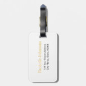 モノグラムの金ゴールドホイルのハート ラゲッジタグ (裏面縦)