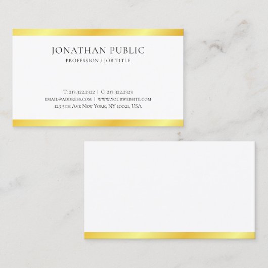 モノグラムの金ゴールドメタリックモダンルック 名刺 (正面/裏面)