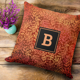 モノグラムの金ゴールド葉のパターンのモダン葉 クッション