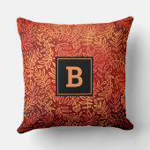 モノグラムの金ゴールド葉のパターンのモダン葉 クッション (裏面)