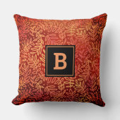 モノグラムの金ゴールド葉のパターンのモダン葉 クッション (正面)