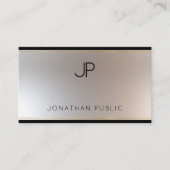 モノグラムの金ゴールド銀エレガントテンプレート 名刺 (正面)